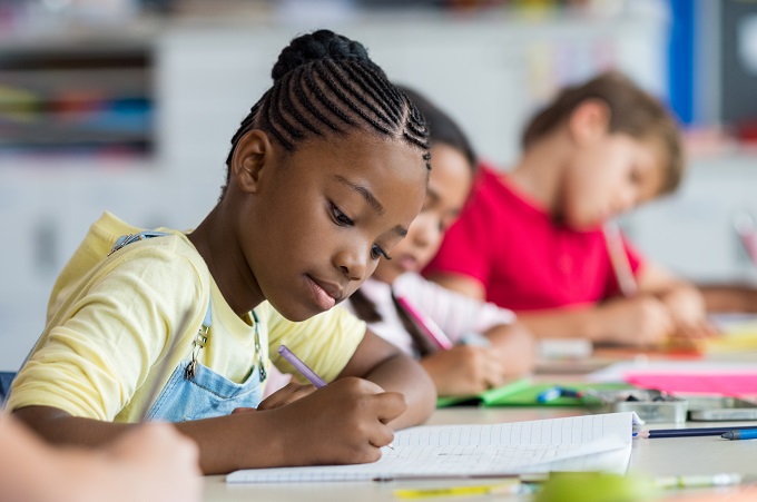 students writing