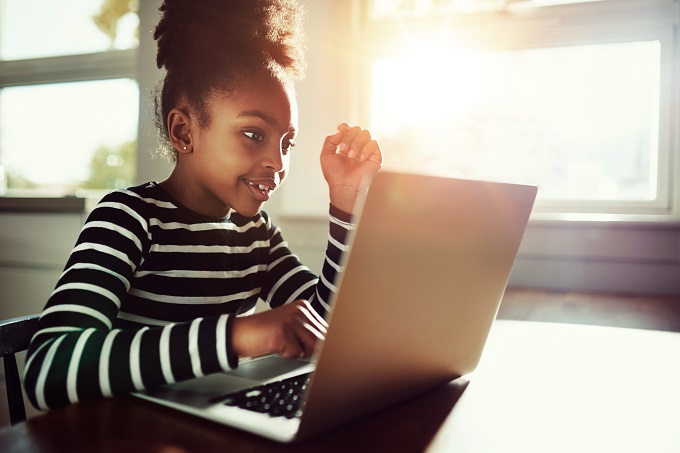 Student at computer