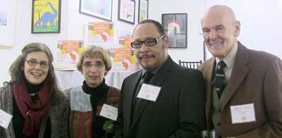 Marisabina Russo, author and illustrator; Deborah Pope, Executive Director of the Foundation and co-host; Floyd Cooper, author and illustrator, and keynote speaker; and Richard Peck, author