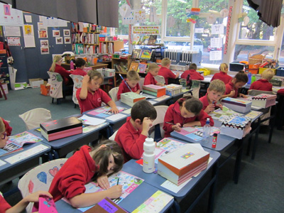 Students writing